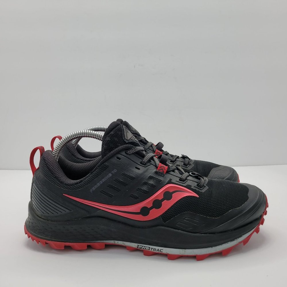 Saucony Peregrine 10 Womens Trail Running Shoes Black Red S10557-20 US Size 10.5